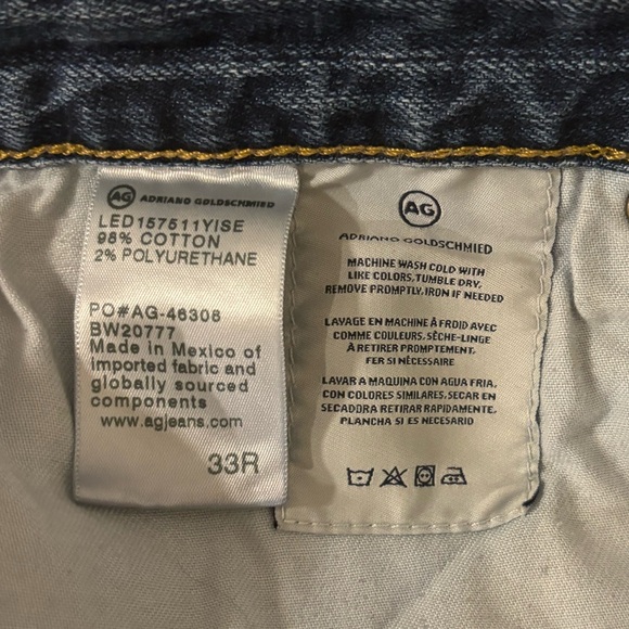Ag denim pants size 33R women’s. Ripped knees. Straight leg. Previously owned. - Picture 7 of 9